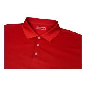 Nike Golf Polo Shirt Mens L Red Dri Fit Performance Golf Embroidered Sleeve Logo